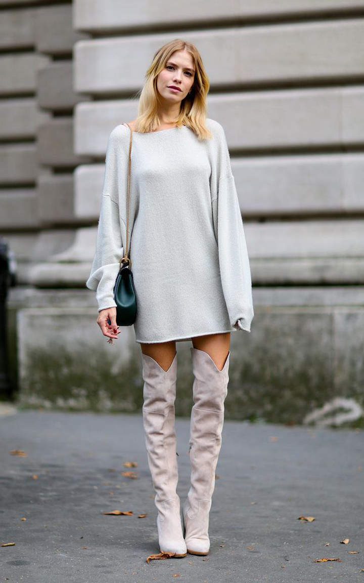 Dress and over the knee boots (13 outfits you must see)